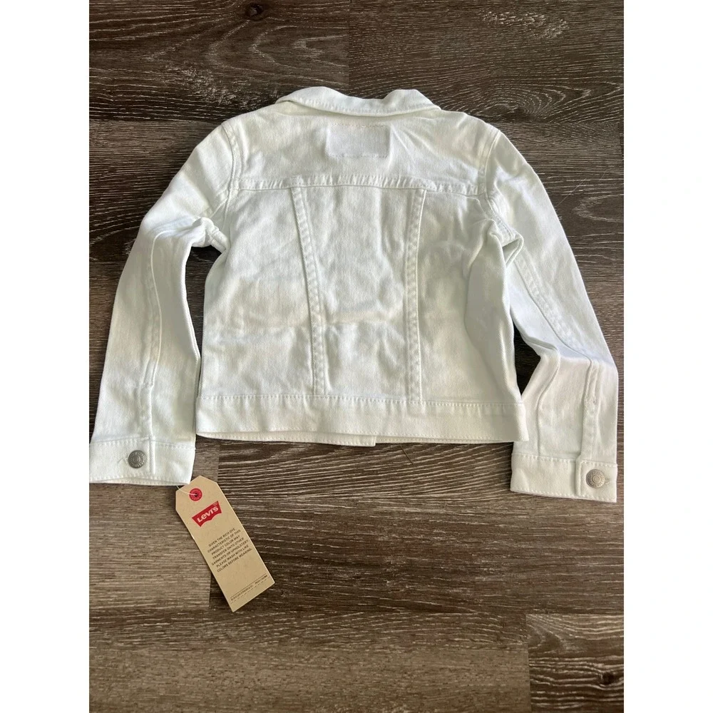 NEW Levi's Denim Jacket Toddler 3T White Stretch Button Front